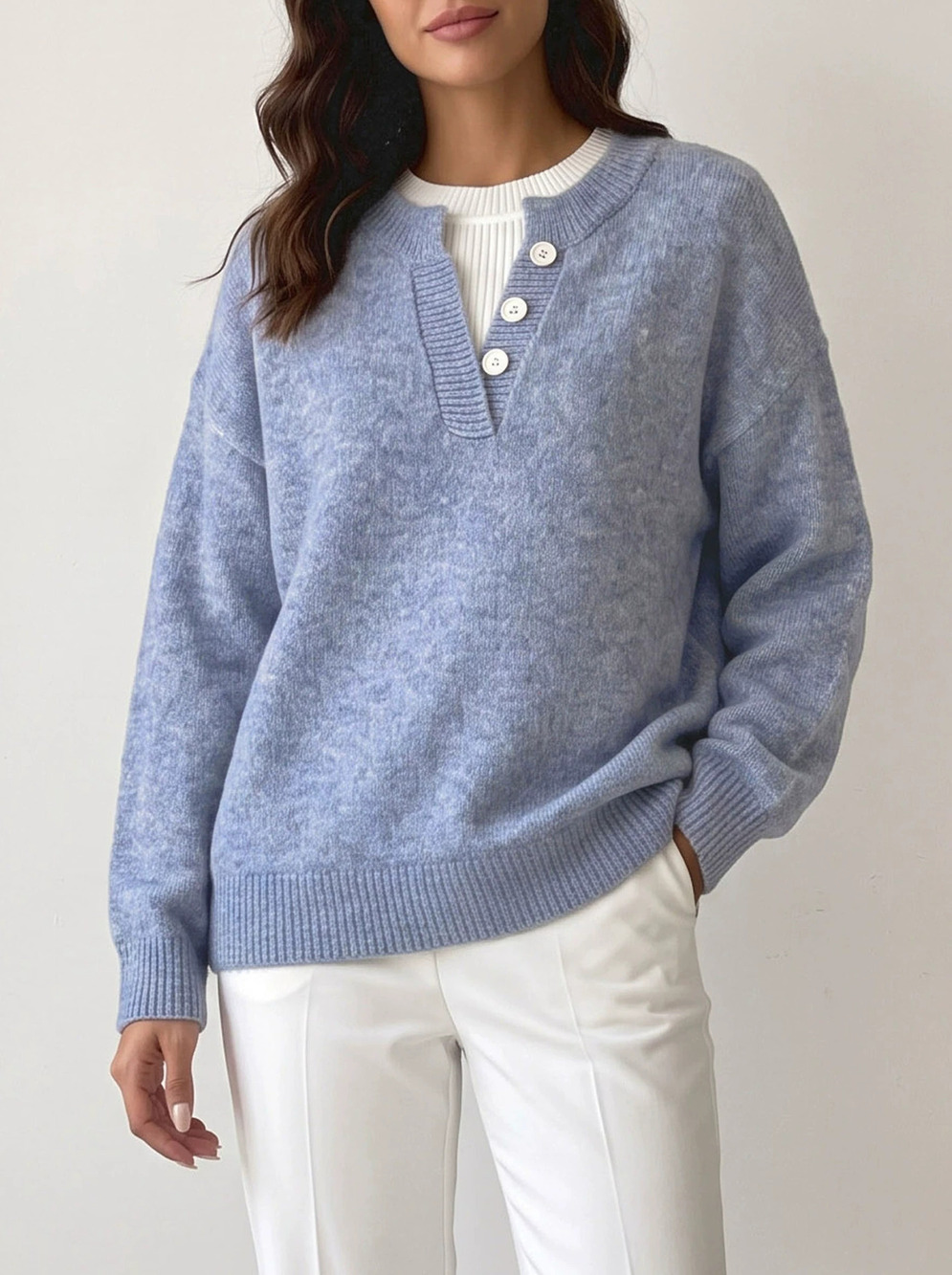 Forever 21 Fall Fake 2-Piece Half Button Sweater